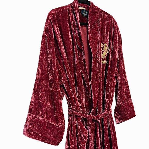Pottery Barn Harry Potter Velvet Robe Gryffindor Embroidery Logo Cozy Loungewear - Picture 9 of 11